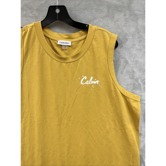 Calvin Klein Dress Women's 1X Midi Tank Sleeveless Beachy Mustard Yellow Coastal - Picture 2 of 6